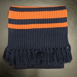 Navy Blue + Orange, Heavy Ribbed Knit Winter Scarf